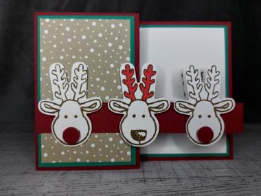 Grußkarte Weihnachten mit Elchen handgemacht